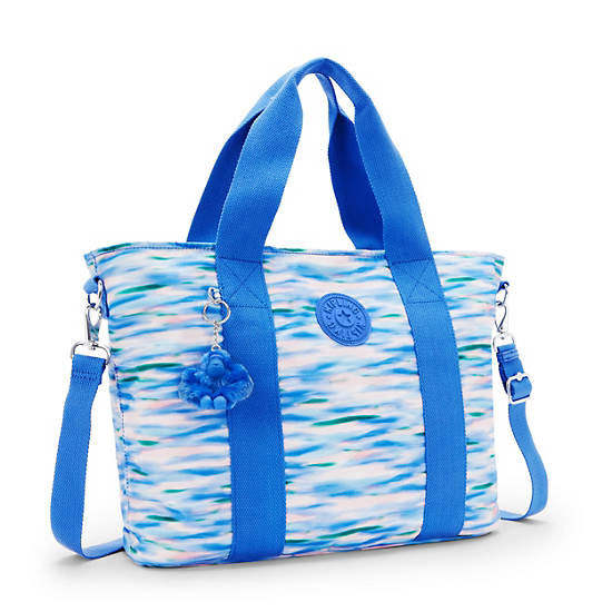 Minta Large Printed Shoulder Bag, Diluted Blue, large