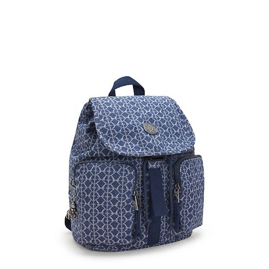 Anto Small Printed Denim Backpack, Signature Denim, large