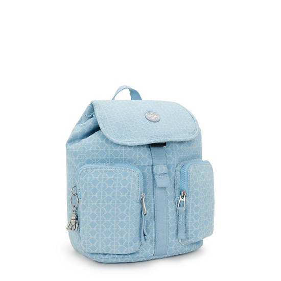 Anto Small Printed Denim Backpack, Light Denim Jacquard, large