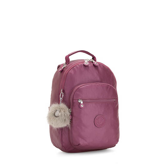 Seoul Small Metallic Tablet Backpack, Fig Purple Metallic, large