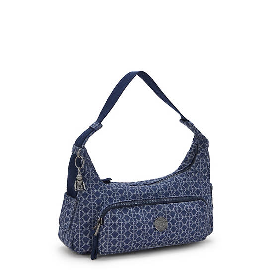 Karis Small Printed Denim Shoulder Bag, Signature Denim, large