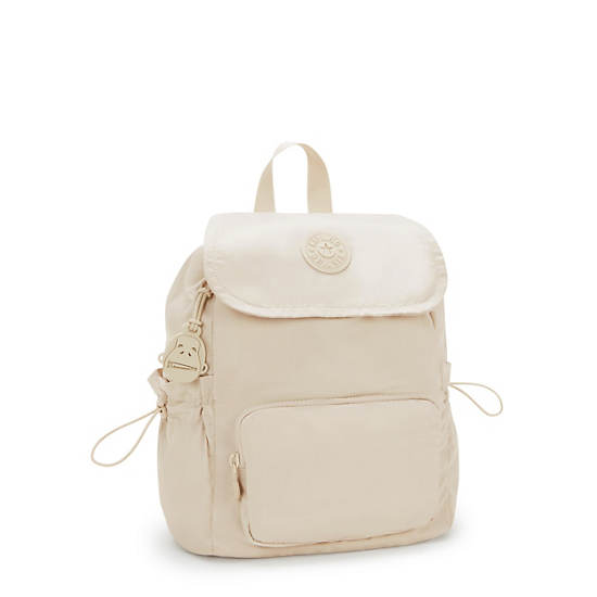 Joetta Smooth Satin Backpack, Simply Beige, large