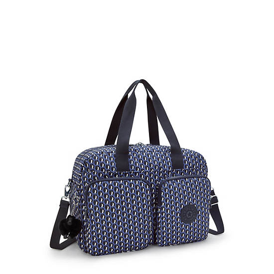 Defea Extra Large Printed Weekender Duffle Bag, 3D K Blue, large