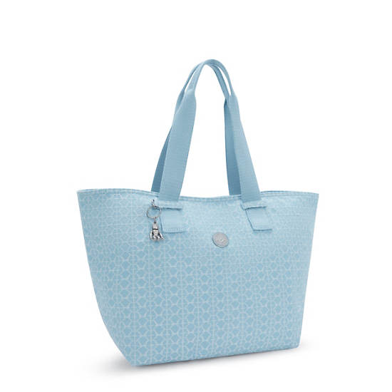 Raaja Printed Denim Tote Bag, Light Denim Jacquard, large