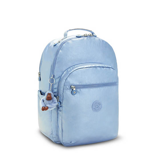 Seoul Extra Large Metallic 17" Laptop Backpack, True Blue Grey, large