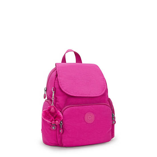 City Zip Mini Backpack, Glowing Fuchsia, large