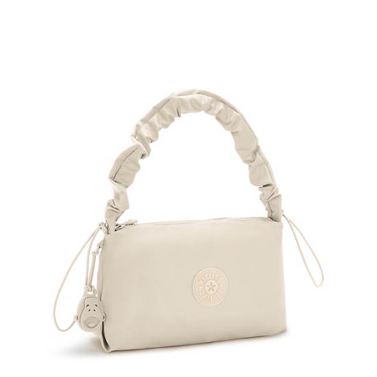 Eleni Smooth Satin Shoulder Bag, Simply Beige, large