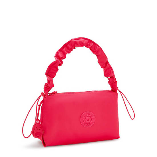 Eleni Smooth Satin Shoulder Bag, Simply Fucshia, large