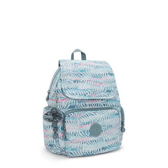 City Zip Small Printed Backpack, Palm Tree Leaves, large