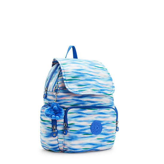 City Zip Small Printed Backpack, Diluted Blue, large