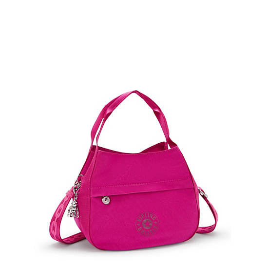 Bahar Satin Shoulder Bag, Fuchsia Night M, large