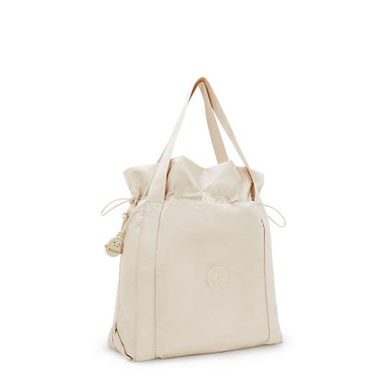 Elmar Smooth Satin Tote Bag, Simply Beige, large