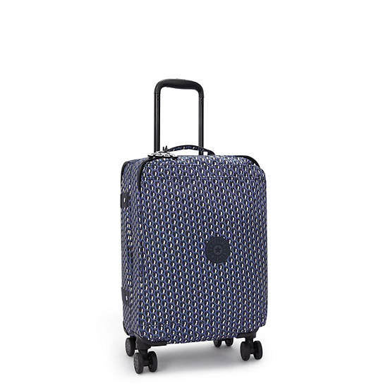 Spontaneous Small Printed Rolling Luggage, 3D K Blue, large