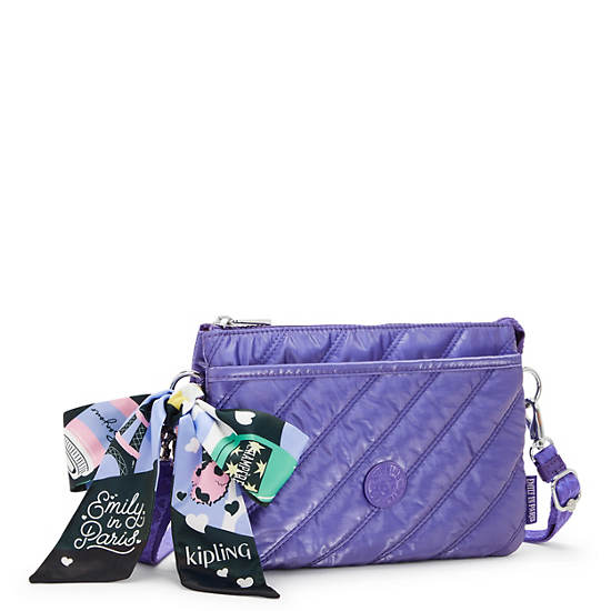 Emily in Paris Riri Quilted Crossbody Bag, Glossy Lilac, large