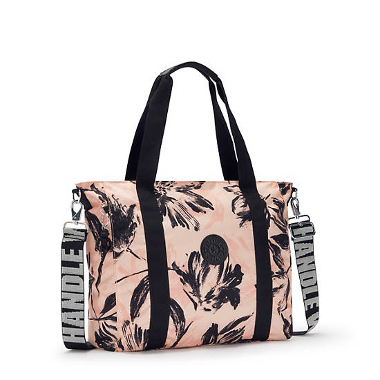Asseni Printed Tote Bag, Coral Flower, large