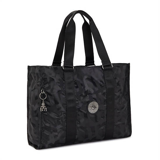 Moka Printed Tote Bag, Black 3D K JQ, large
