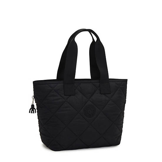 Irica Quilted Tote Bag, Cosmic Black, large
