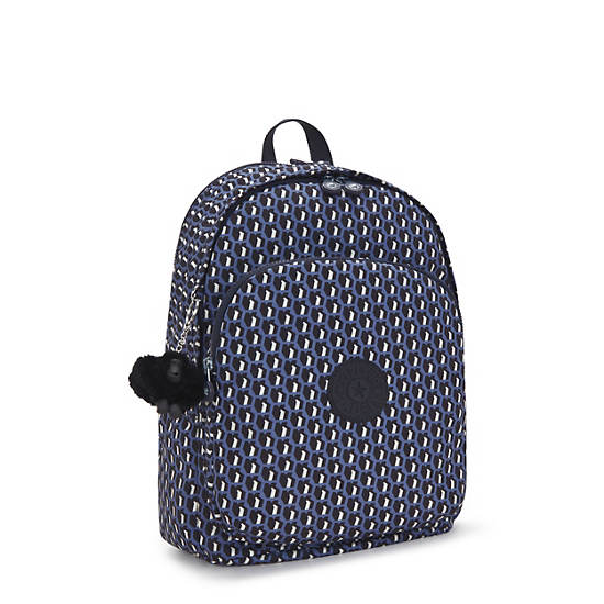 Delia Medium Printed Backpack, 3D K Blue, large