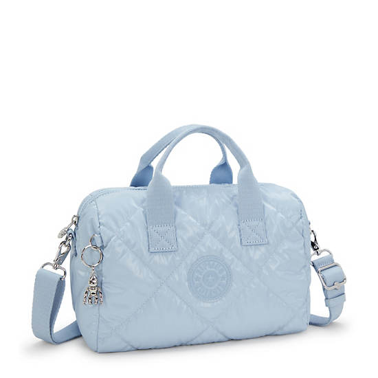 Bina Medium Quilted Shoulder Bag, Glowing Blue Ql, large