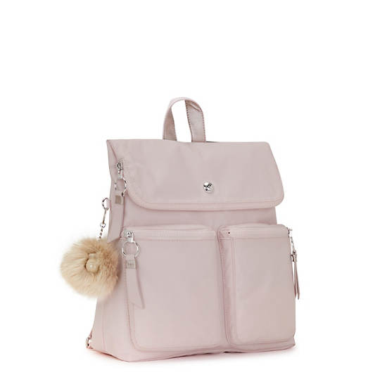 Breanna Medium Backpack, Primrose Pink Satin, large