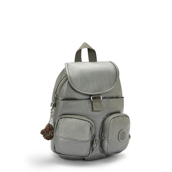 Lovebug Small Metallic Backpack, Moon Grey Metallic, large