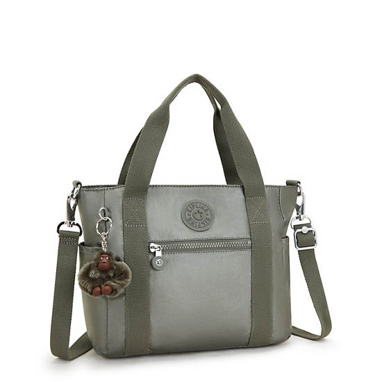 Jayla Small Metallic Tote Bag, Moon Grey Metallic, large