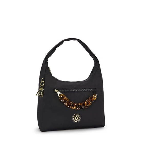 Robby Tortoise Chain Shoulder Bag, Charcoal Chain, large