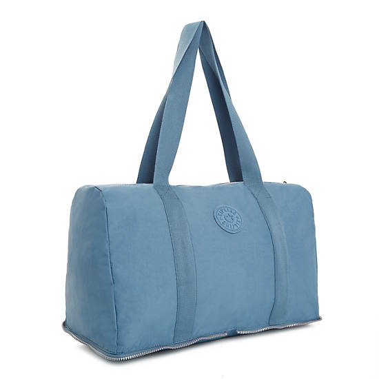 Honest Foldable Duffle Bag, Blue Eclipse Print, large