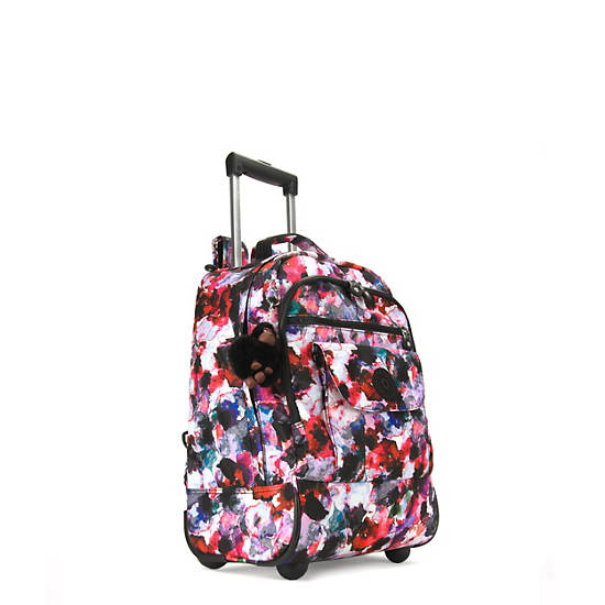 Sanaa Large Printed Rolling Backpack, Faded Green, large