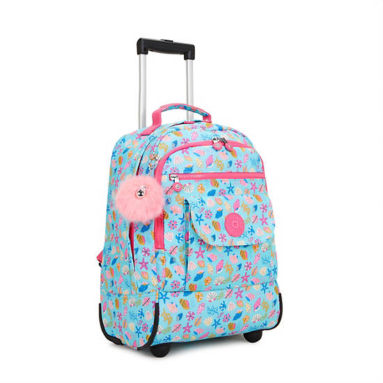 Sanaa Large Printed Rolling Backpack, Seashell Bright, large