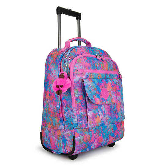 Sanaa Large Printed Rolling Backpack, Pink Sands, large