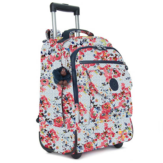 Sanaa Large Printed Rolling Backpack, Valentine Pink, large