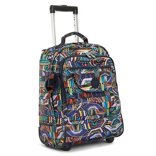 Sanaa Large Printed Rolling Backpack, Kipling Neon, large