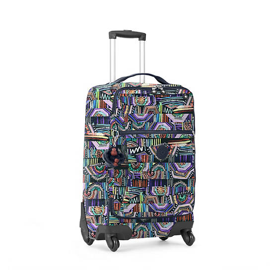Darcey Small Printed Carry-On Rolling Luggage, Kipling Neon, large