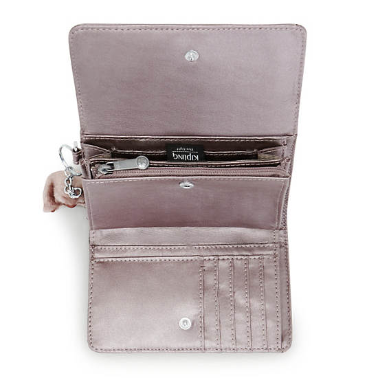 Pixi Medium Metallic Organizer Wallet, Smooth Silver Metallic, large