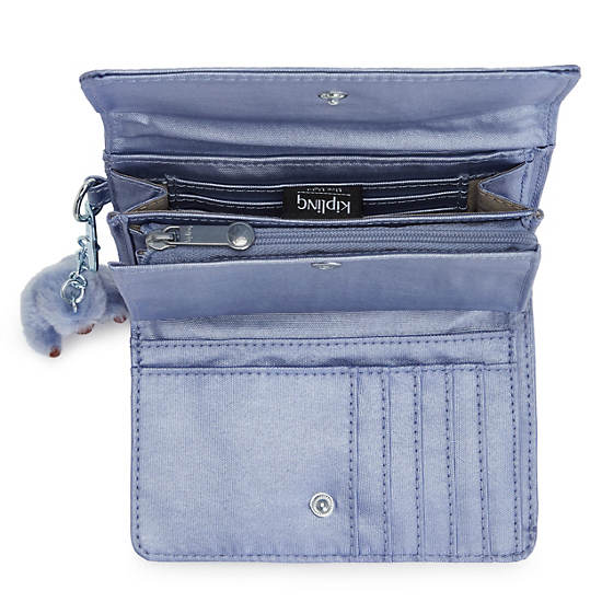 Pixi Medium Metallic Organizer Wallet, Clear Blue Metallic, large
