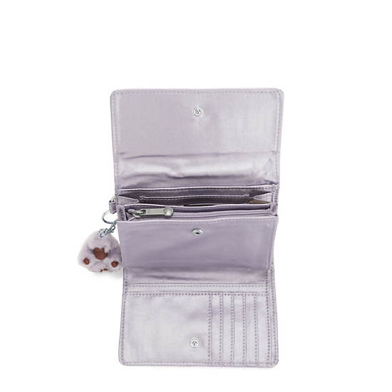 Pixi Medium Metallic Organizer Wallet, Frosted Lilac Metallic, large