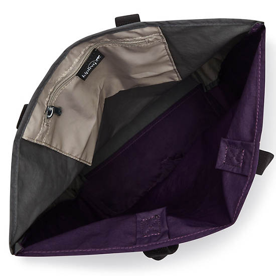 Hip Hurray Packable Tote Bag, Deep Purple Block, large Hip Hurray Packable Tote Bag, Deep Purple Block, large
