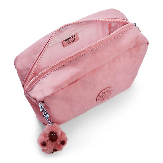 Gleam Pouch, Strawberry Pink Tonal Zipper, large