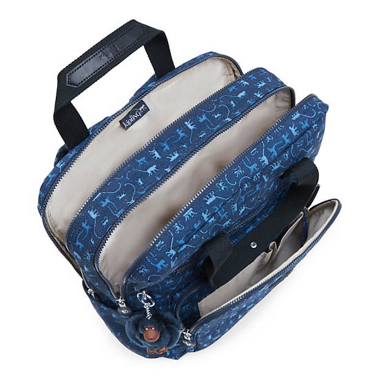 Audrie Printed Diaper Backpack, Fantasy Blue Block, large