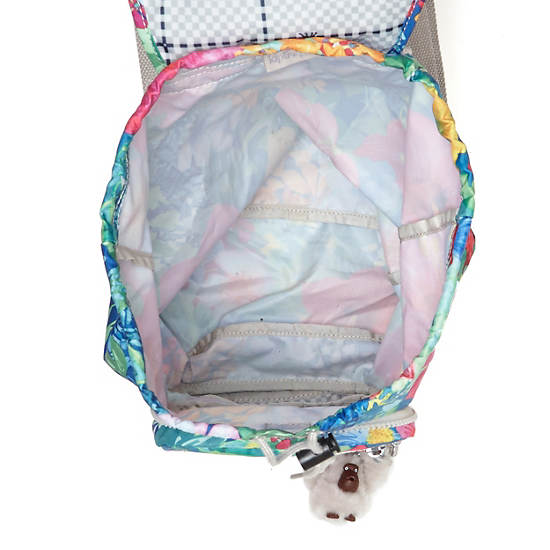 Alicia Printed Foldable Backpack, Fresh Teal Hologram, large