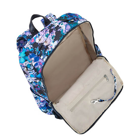 Caity Medium Printed Backpack, Glitter Pop Purple, large