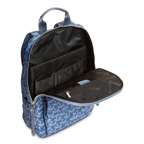 Sandra Large Printed Laptop Backpack, Sea Blue, large