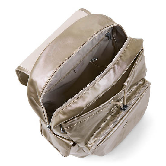 Zax Metallic Backpack Diaper Bag, Artisanal K Embossed, large