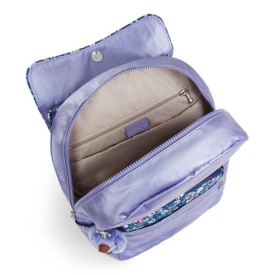 Aliz Metallic Laptop Backpack, Lavender Night, large