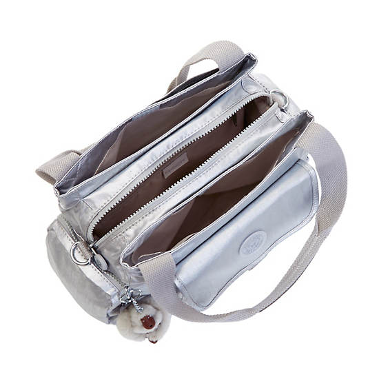 Felix Large Metallic Handbag, Platinum Metallic, large