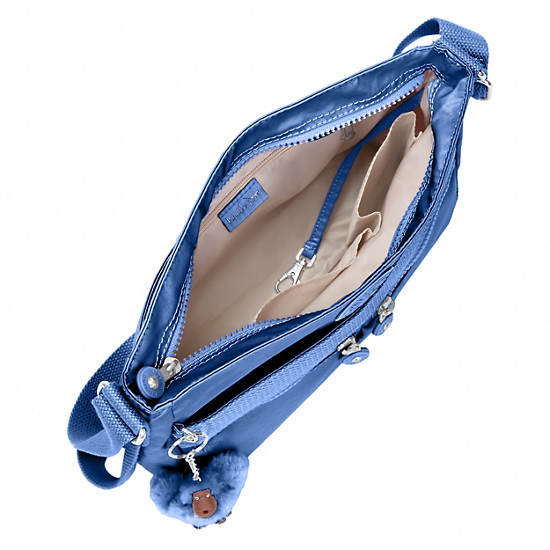 Angie Metallic Handbag, Blue Bleu 2, large