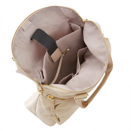 New Camryn Laptop Handbag, Silver Beige, large
