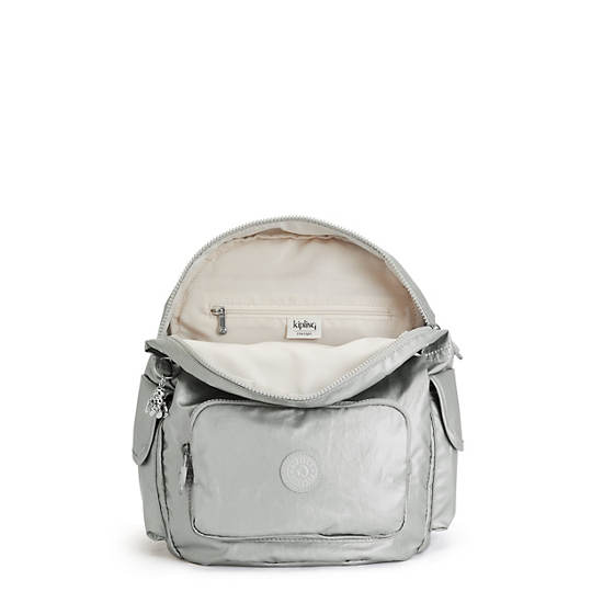 City Pack Small Metallic Backpack, Bright Metallic, large