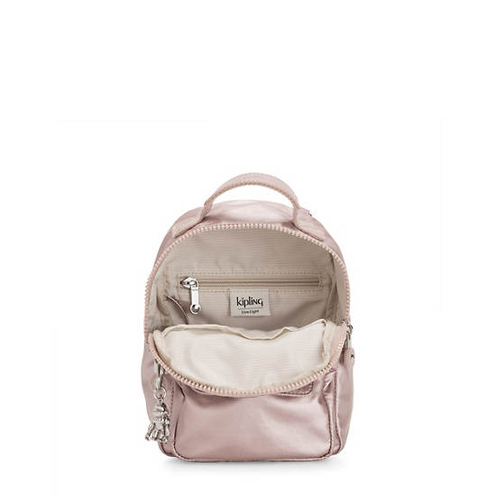 Alber 3-in-1 Convertible Mini Bag Metallic Backpack, Metallic Rose, large